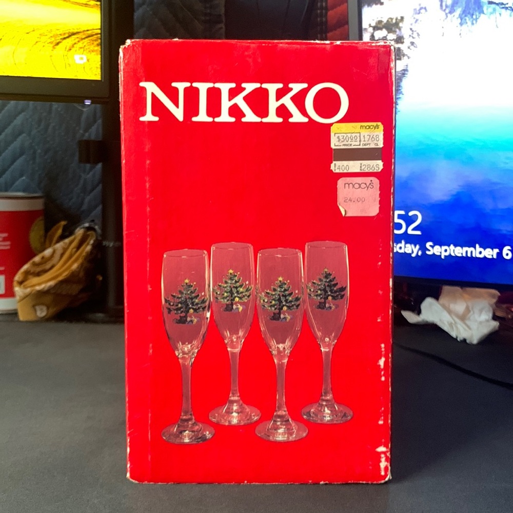 never been used christmas stemware flute champagne